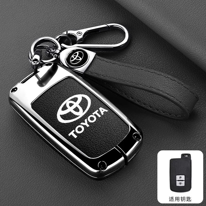 Leather Car Key Case Cover Protective Shell For Toyota Auris Camry RAV4 Avalon Yaris Verso 2012 2013 2014 2015 2016 2017 2018