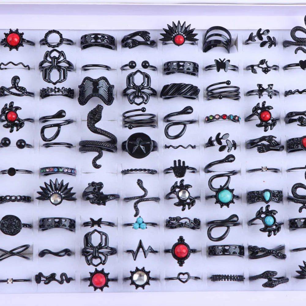 Punk Stackable Ring Set – Mixed-Style Midi Knuckle Rings