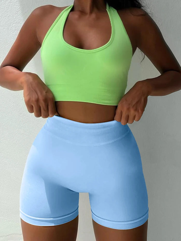2026 Women's Yoga Shorts High Waisted Fitness Pants Seamless Hip Lifting Ladies Sports Shorts