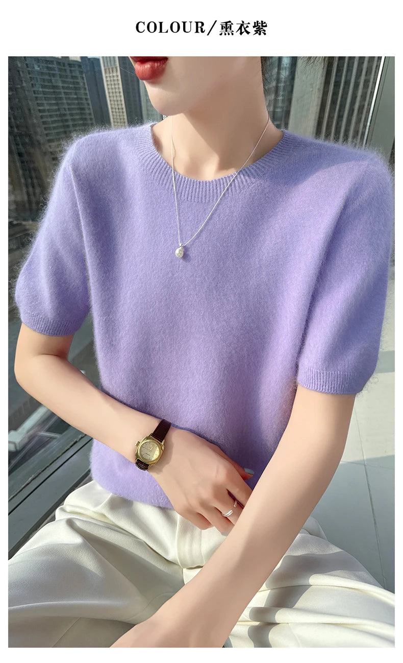 Women's Short Sleeve Knit Sweater Top