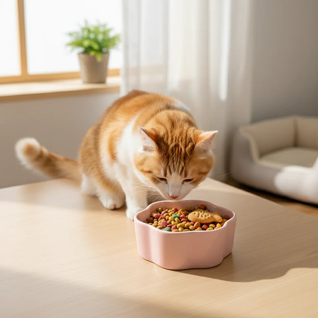 Flower-Shaped Ceramic Cat Bowl - Anti-Tip Food Dish – photo 3