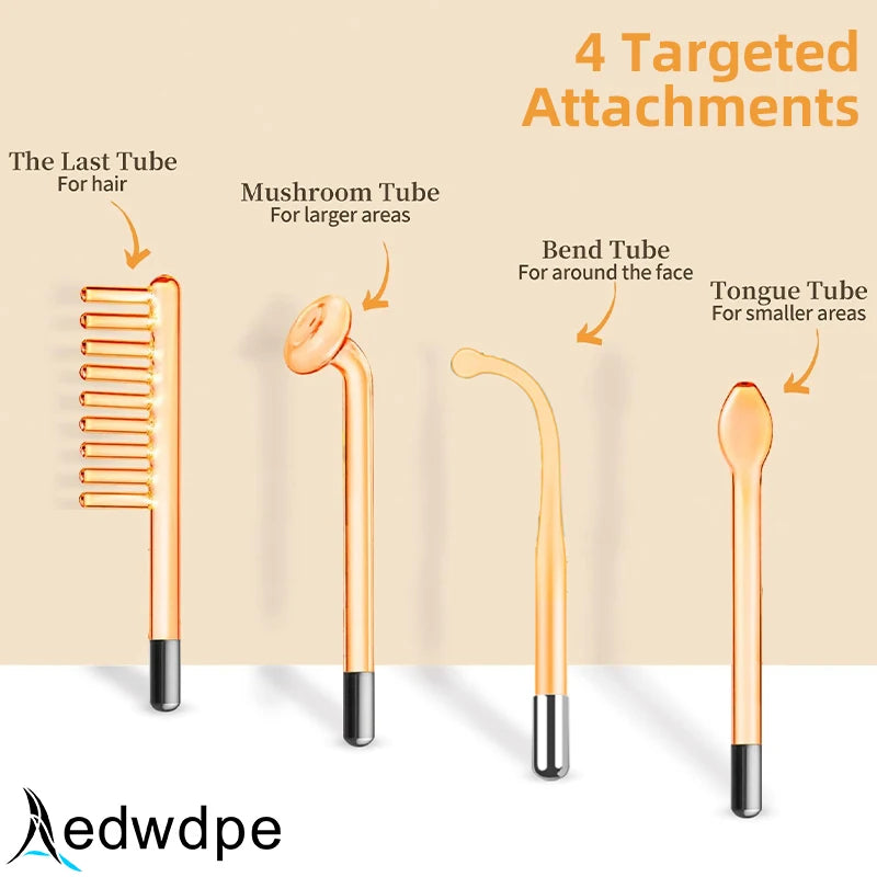 Portable high frequency device high Frequency Wand withFusion Neon-Argon Applicators Anti-AgingAnti-Acne guasha Hair Care