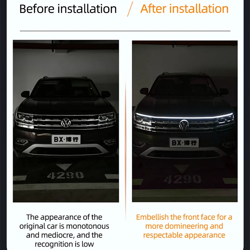 RXZ LED Daytime Running Light – Car Hood Decorative DRL Ambient Lamp 12V Scan Start Effect