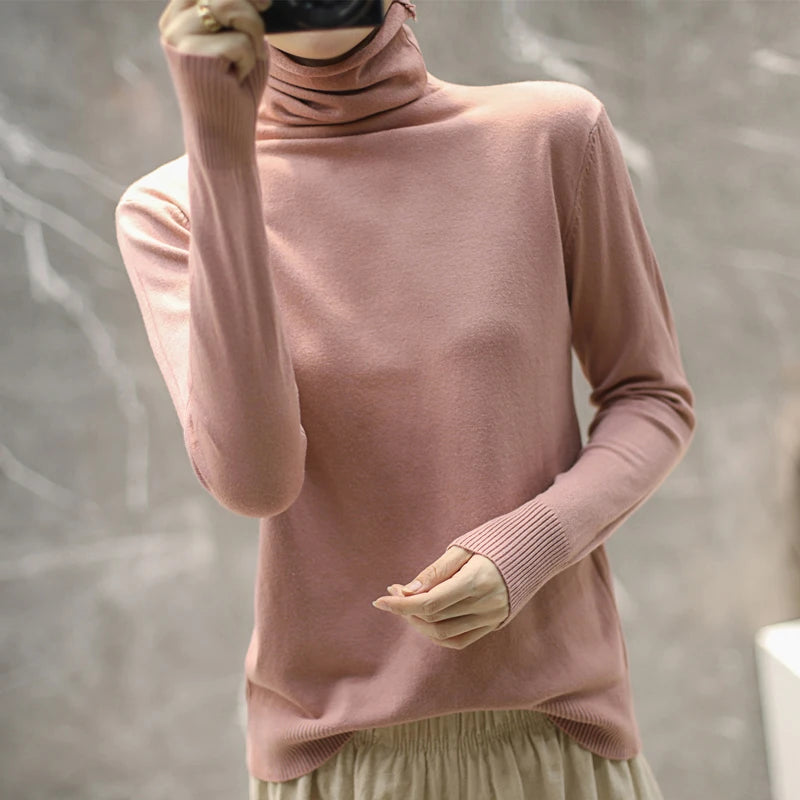 Women's Slim Fit Turtleneck Sweater - Long Sleeve Knit Pullover - photo 16