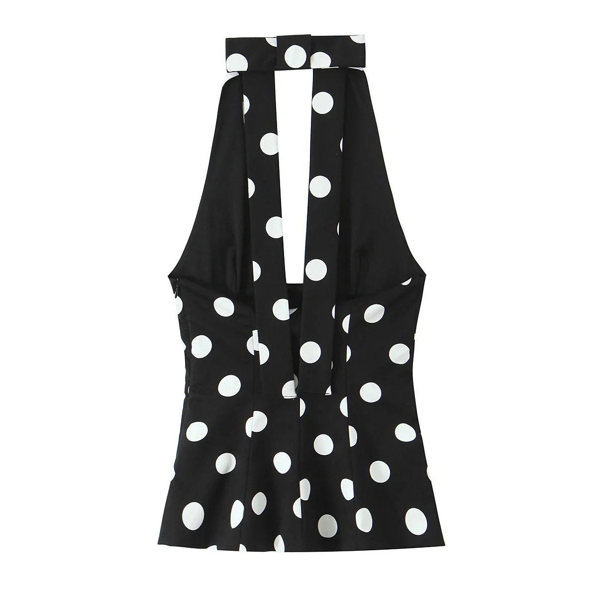 HH Summer Woman Black Polka Dot Backless Bow Decoration Neck Halter Vest Tops Fashion Women Sleeveless Backless Sexy Tops