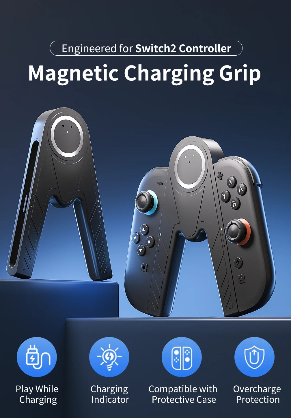 Special Charging Grip for Nintendo Switch 2 Joy-Con 2 Magnetic Charging Dock with Type-C Cable for Switch 2 Joy Con