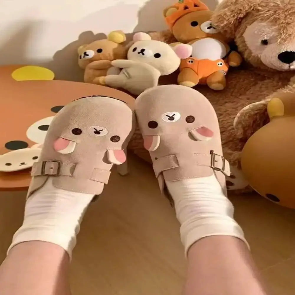 New Thick Bottom Rilakkuma Women's Shoes Cartoon Height Increase Anime Periphery Retro Cute Rilakkuma Slippers