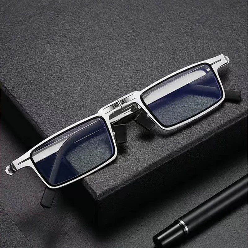 Folding Reading Glasses with Blue Light Filter — Ultra-Light Full Metal Frame