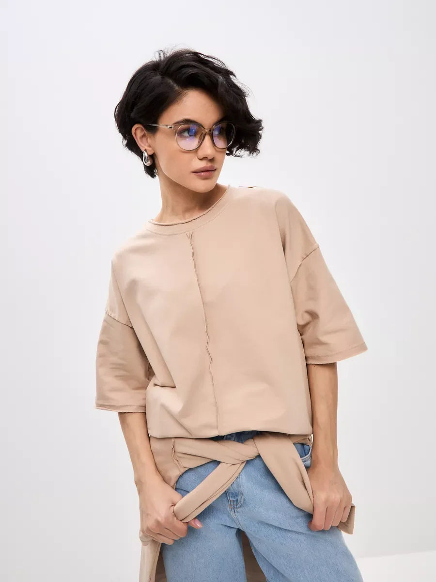 Hirsionsan Summer Casual Oversized T-shirts Women 100% Cotton Pink Loose Tees 2026 New Cusual Solid O Neck Female Aesthetic Tops