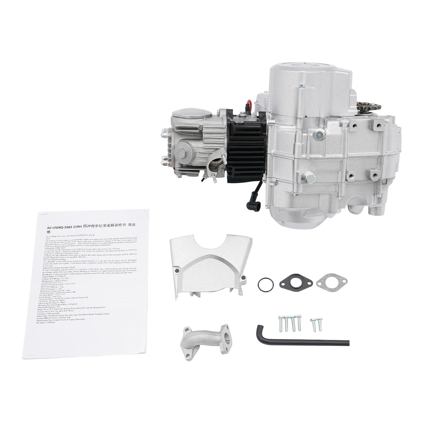 110cc 4-Stroke Complete Engine Motor 152FMH Auto Transmission with Electric Start for 50cc 70cc 90cc 110cc ATV Quad Go Kart Off-Road Pit Bike Mini Dirt Bike Buggy UTV