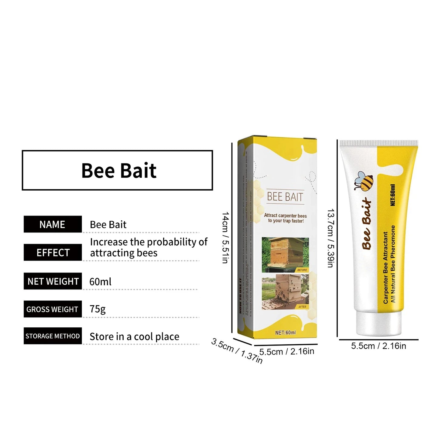 Outdoor Beekeeping Bee Attractant Bait - Easy Catching Bee Queen Pheromone Lure Swarm Commander for Honey Hive Attraction
