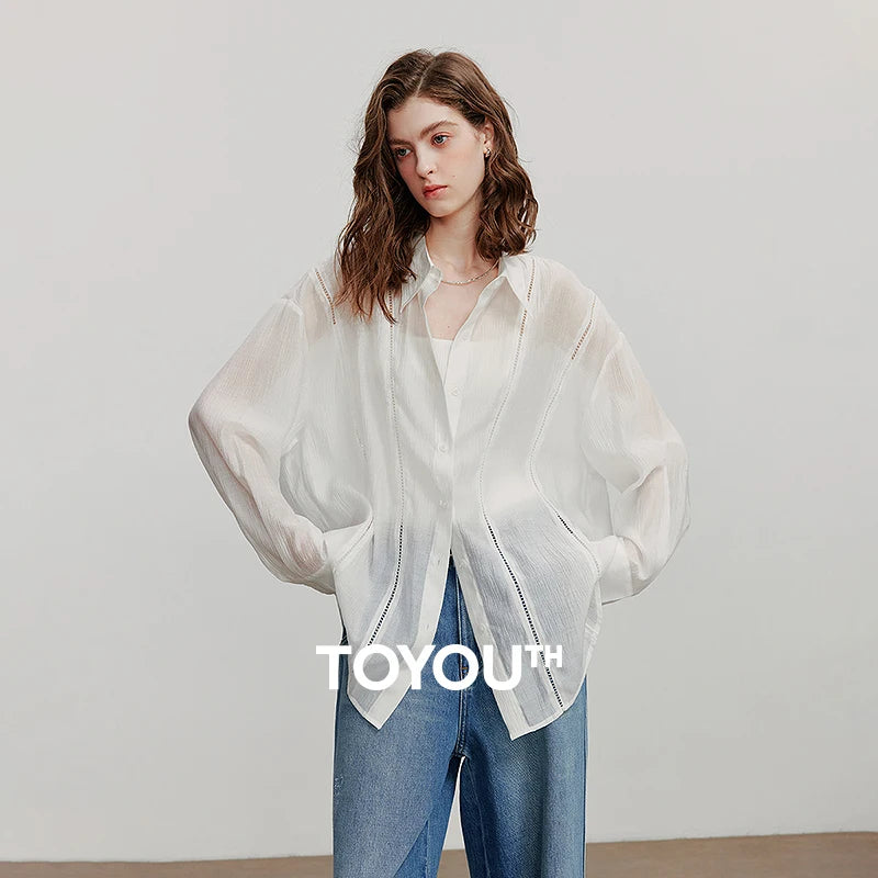 TOYOUTH Women Blouse Shirt 2025 Summer Short Sleeve Fashion Tops 8522020