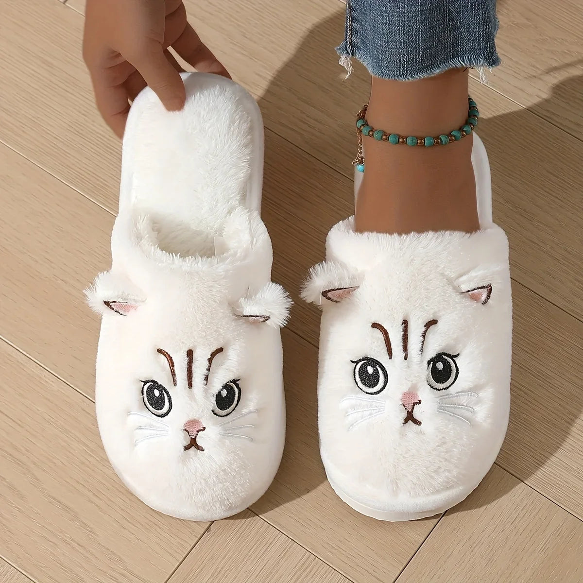 Women's Fuzzy Cat Slippers - Cute Animal House Shoes - photo 10