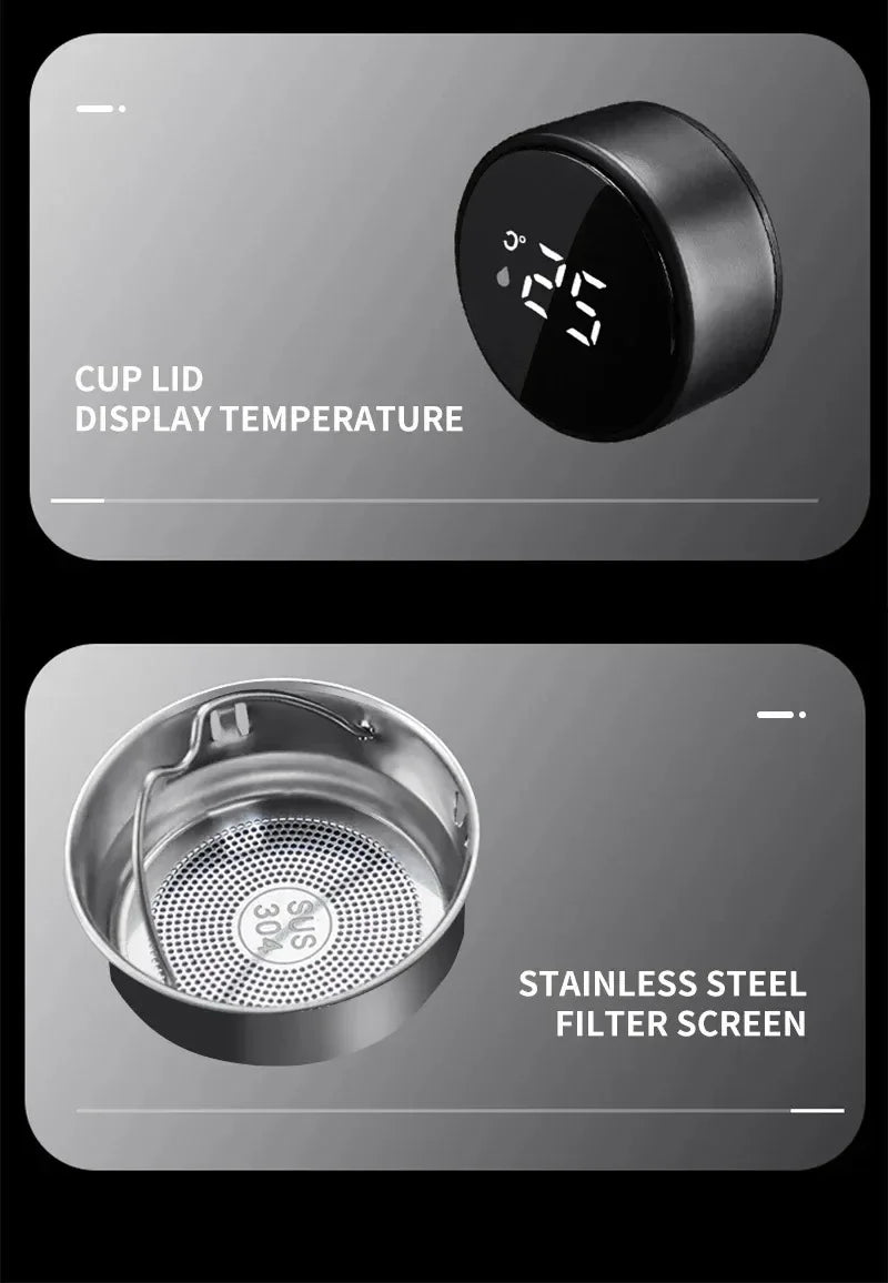 304 Stainless Steel Portable Car smart Thermos bottle with temperature display For TESLA MODEL X S 3 Y Car Emblem Accessories