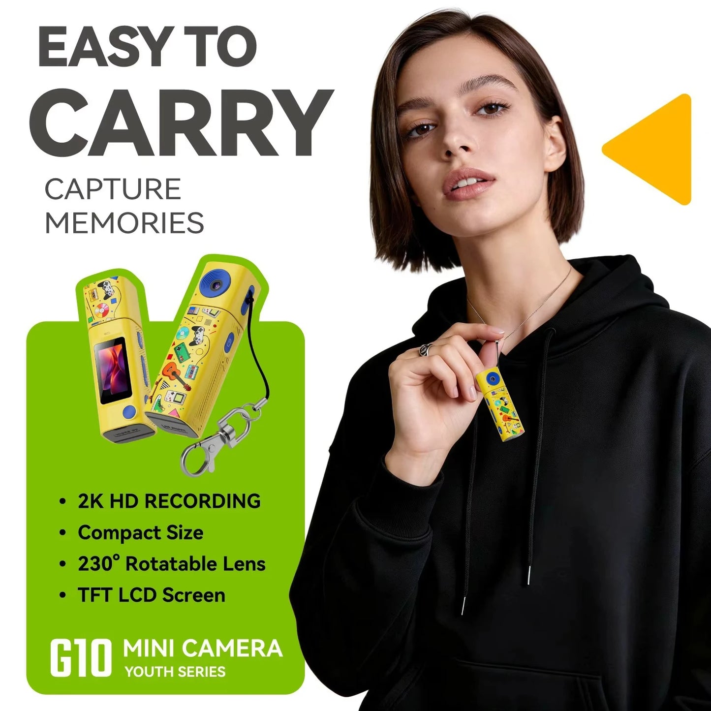 Ourlife 2K Thumb Camera — 230° Flip Lens Mini Keychain Camera