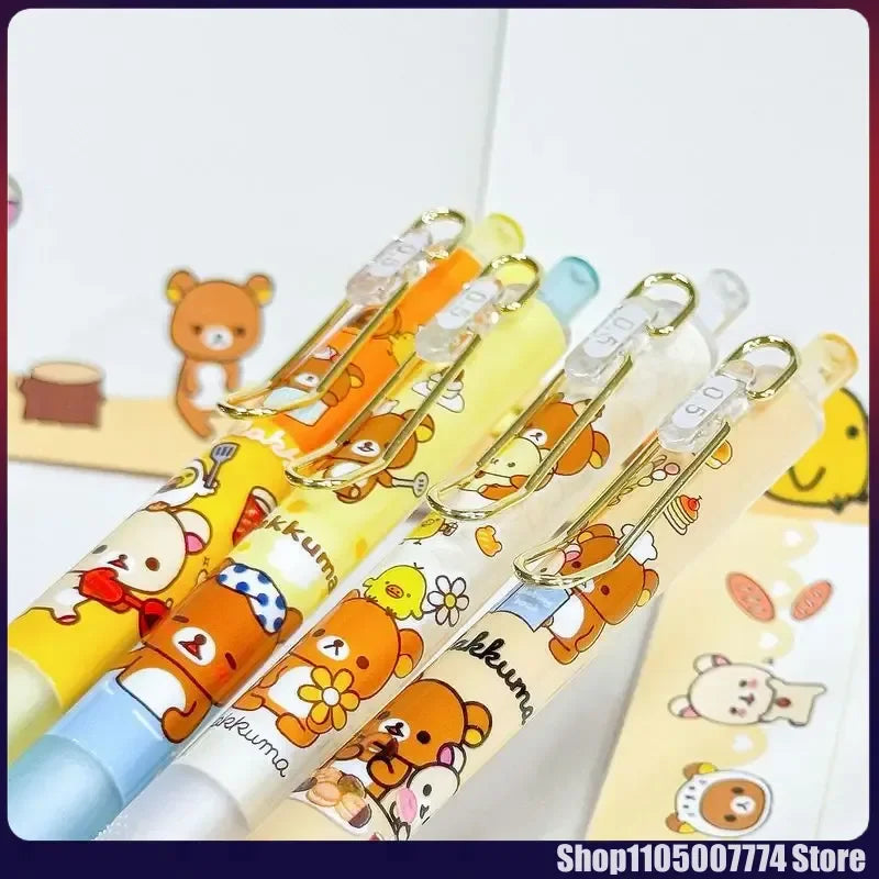 4/24pcs Kawaii Rilakkuma Bear Mechanical Pencil Set Stationery Refill Not Easy To Break Lead Automatic Pencil Wholesale Students