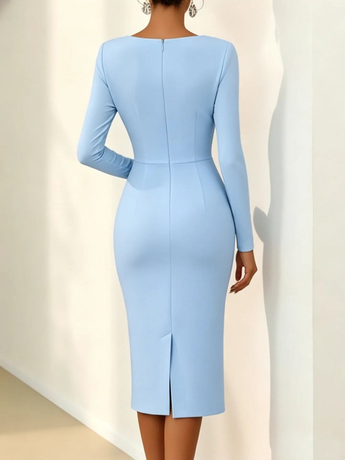 Women's 3D Flower Ruched Bodycon Midi Dress - Party Evening Dress - photo 5