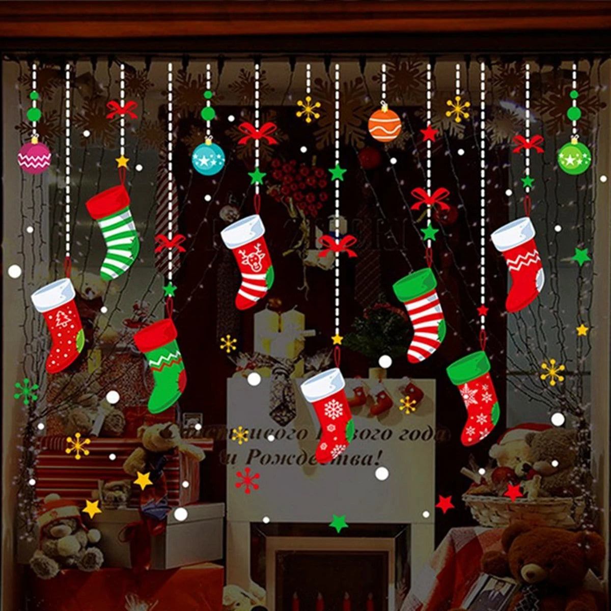 Christmas Wall Window Stickers Marry Christmas Decoration For Home 2026 Christmas Ornaments Xmas Navidad Gift New Year 2026