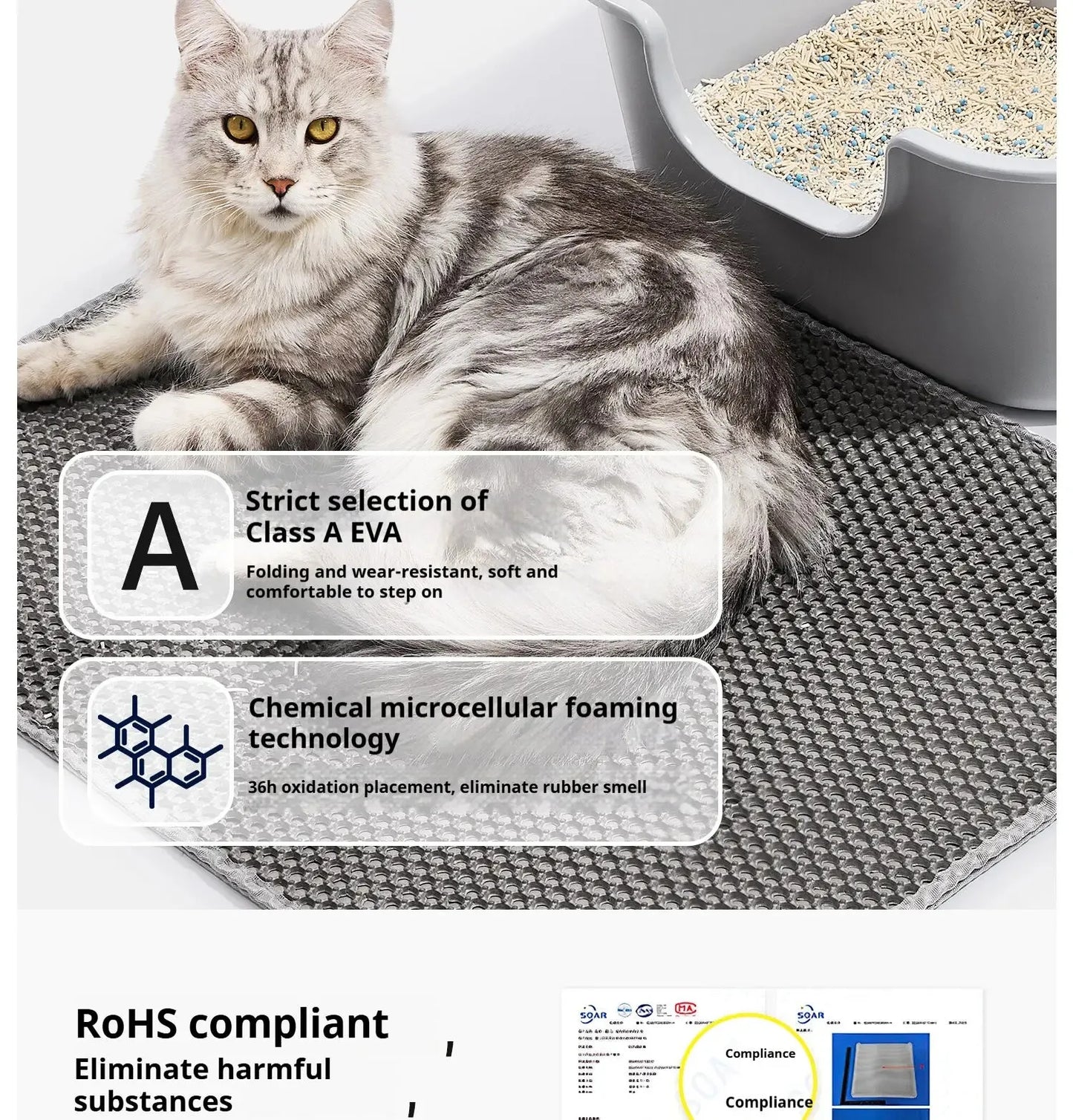 Double-layer large cat litter mat, an anti-splash mat for cat litter boxes, a filtering mat and sand leakage mat, a cat product