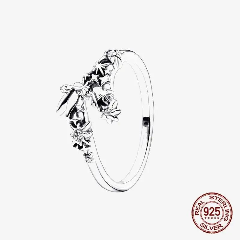 925 Sterling Silver Open Ring Style CZ Paved Heart Butterfly Flower Colorful Gemstone Ring For Women Daily Wear Jewelry Gift