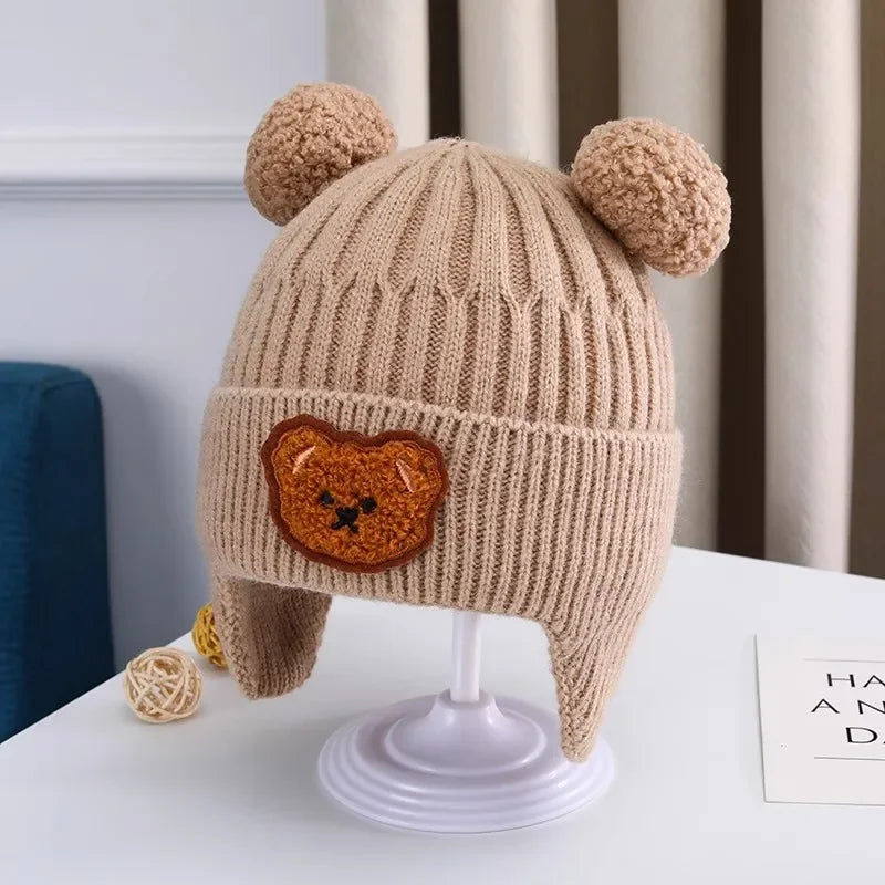 Toddler Bear Ear Knit Hat - Thick Warm Winter Ear Flap Cap - photo 8