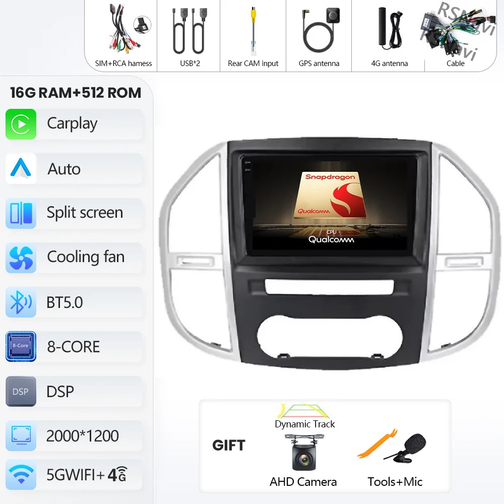 Android Car Radio Head Unit with CarPlay for Mercedes-Benz Vito W447 (2014-2020)