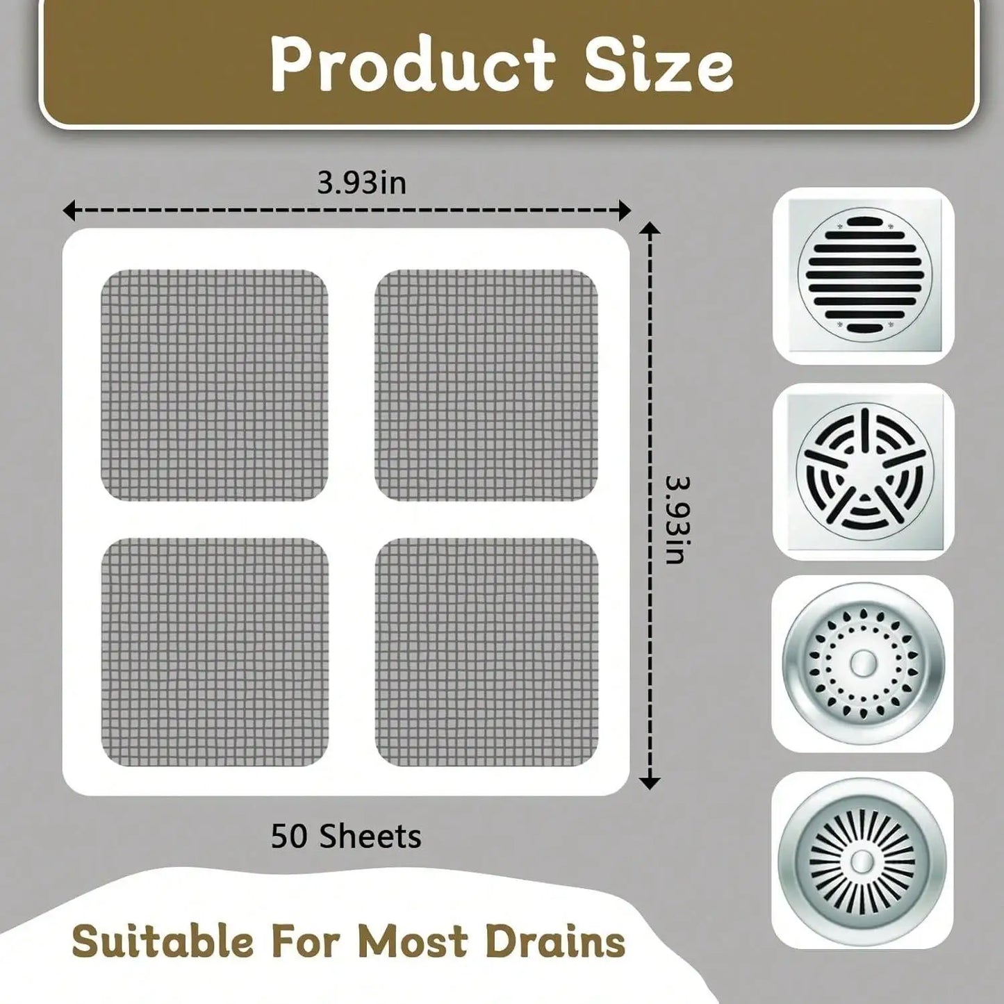 60 Disposable Mesh Hair Catcher Stickers for Drains