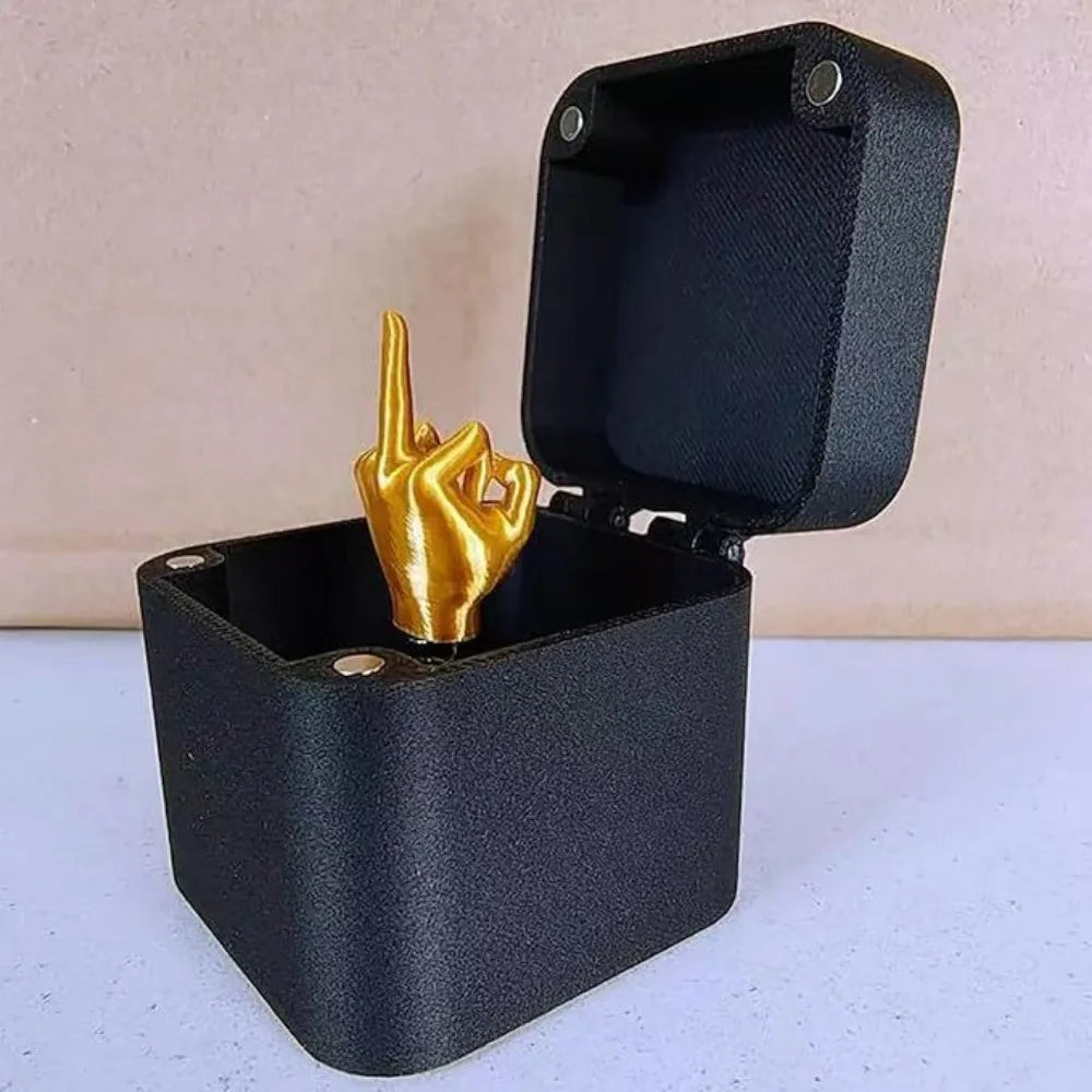 Funny Middle Finger in Box - Desk Decor Gag Gift for Halloween, Christmas & Birthday, Novelty Office Toy & Home Decoration