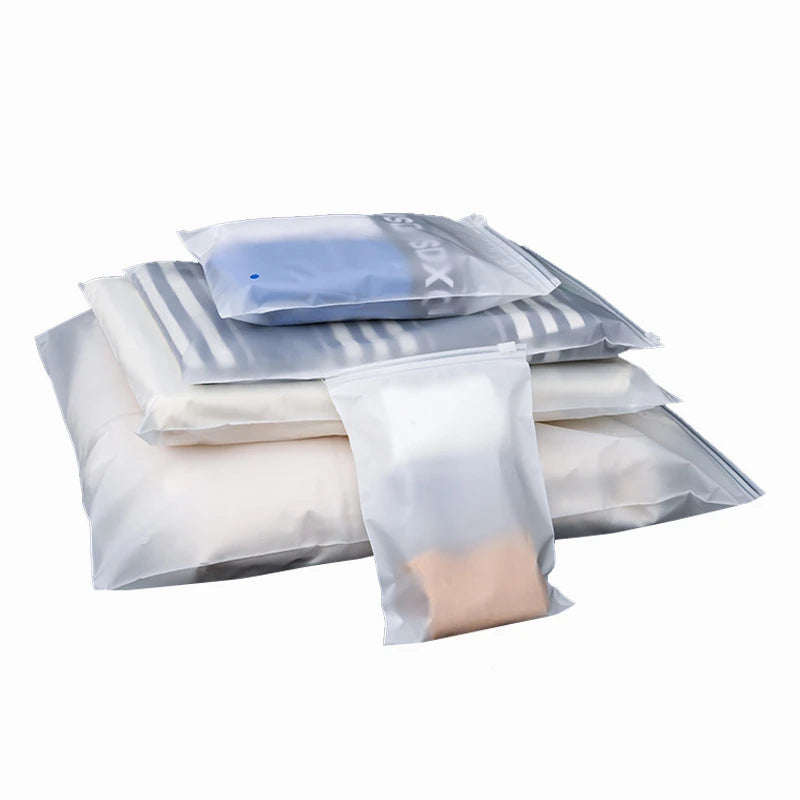 StoBag 10pcs Frosted Matte Zipper Bags Clothes Packaging Pouch Plastic Sealed Shirts Storage Shipping Reusable Organizer Pocket