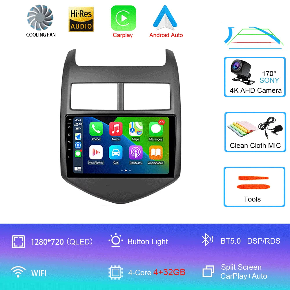 Android 16 Car Radio CarPlay Auto Multimedia Player For Chevrolet Aveo 2 Sonic T300 2011-2015 Navigation GPS 2din Stereo Audio