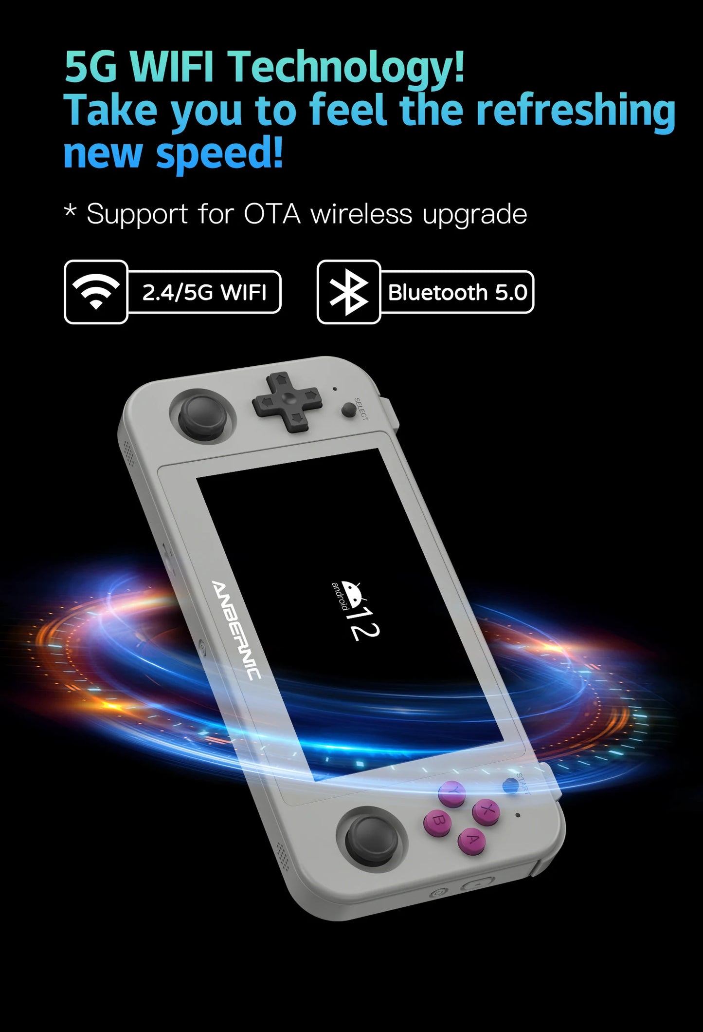 Anbernic RG505 New Handheld Game Console Android 12 System Unisoc Tiger T618 4.95-INCH OLED With Hall Joyctick OTA Update