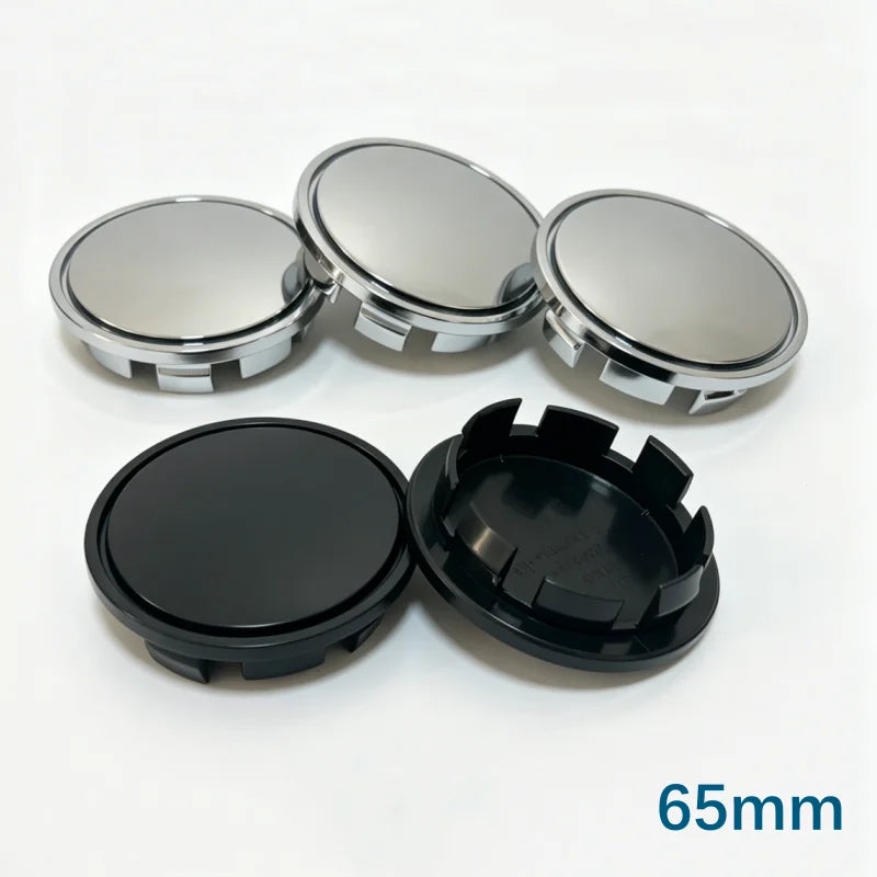 4 Pcs / Set No Logo Blank Base 65mm Black or Silver Wheel Center Caps For 6.5cm Hub Cover Car Styling Auto Exterior Accessories
