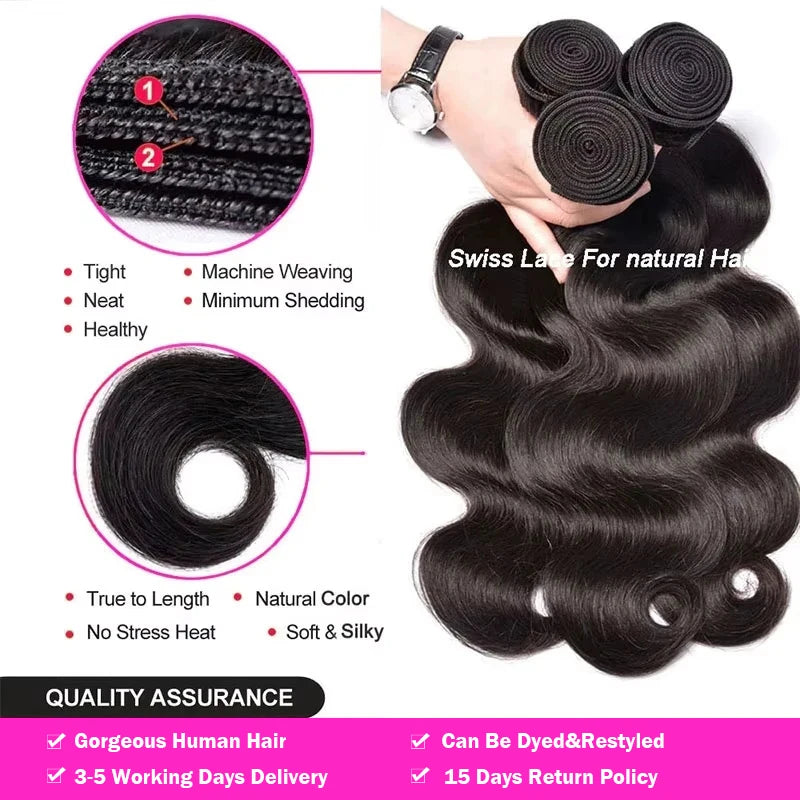 28 30 32 Inch Body Wave 1 3 4 Bundles Brazilian Remy Unprocessed Raw Virgin Human Hair Wavy Double Bundles Weave Extensions