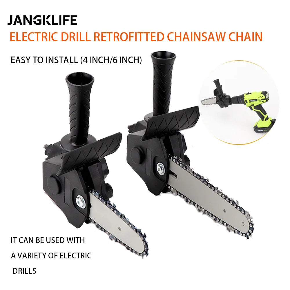 JANGKLIFE 4/6 Inch Electric Drill Modified To Electric Chainsaw adapter Tool Portable Conversion Head Kits Woodworking Pruning