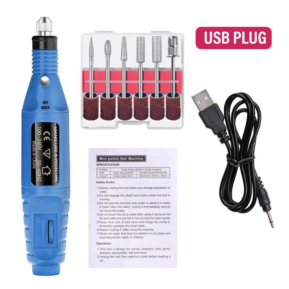 Nail Sander Set Electric Nail Drill Machine Grinding Equipment Milling Cutter For Manicure Pedicure Strong Polishing Tools