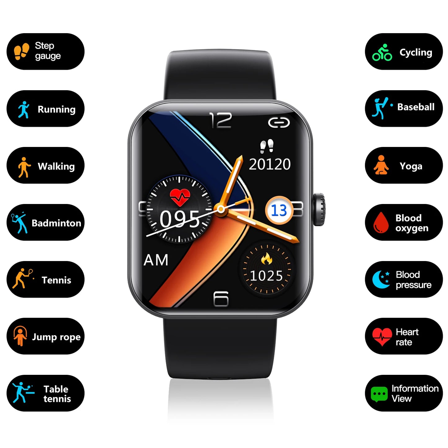 1.91" Fitness Smart Watch — Activity & Wellness Tracking, Waterproof