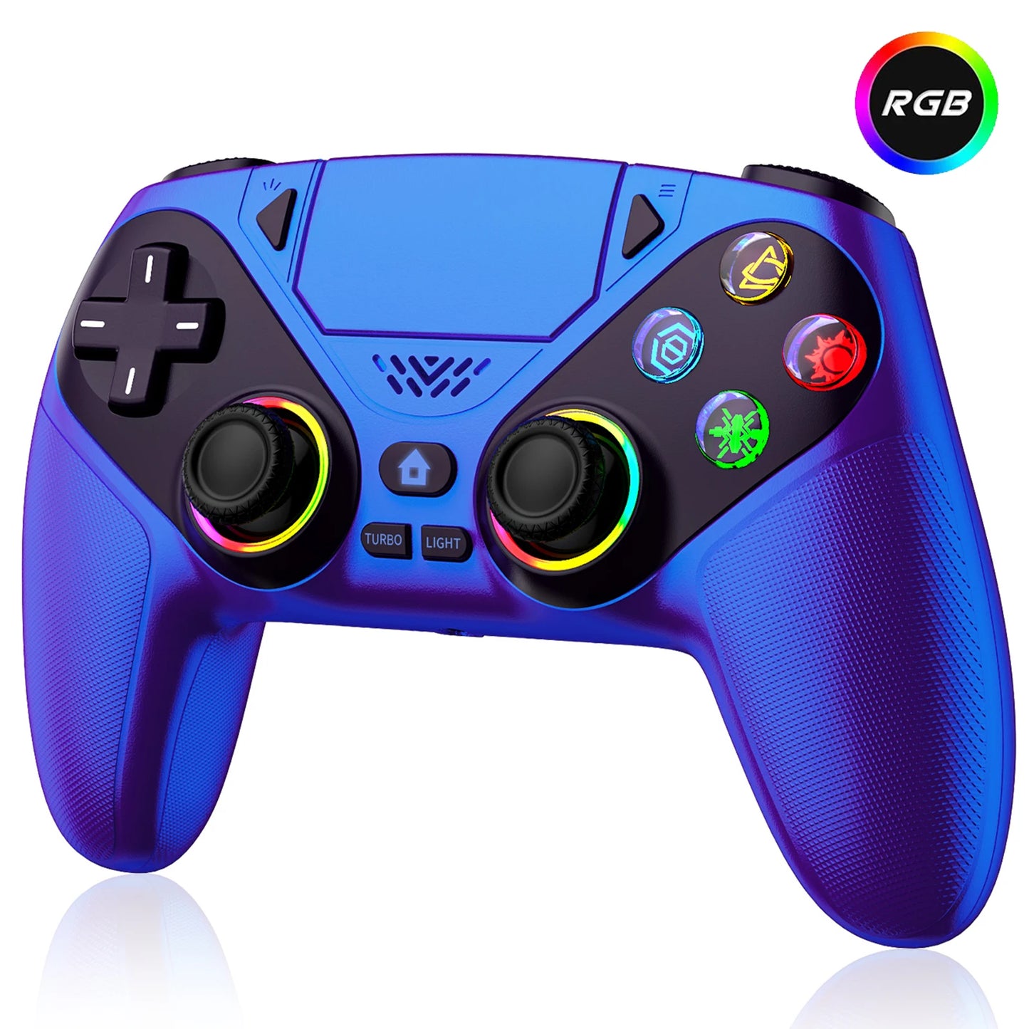 Controller For Playstation 5/PS5 Pro/Slim/PC,6-Axis Gryo No Drift RGB Wireless Gamepads Marco/Turbo Game Joystick Remote Control