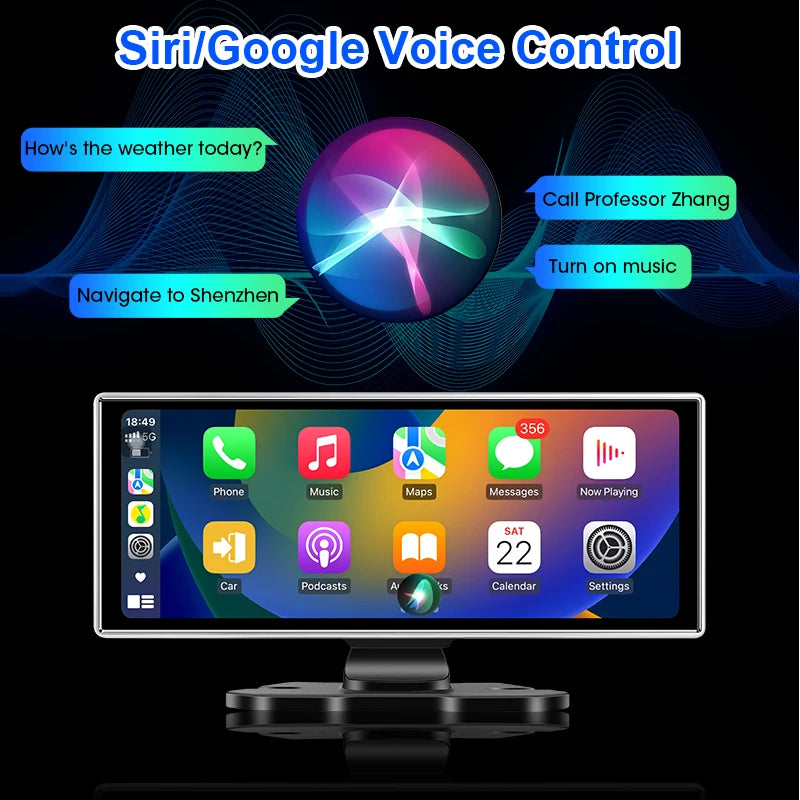 4K Dual-Lens Dash Cam with CarPlay & Android Auto