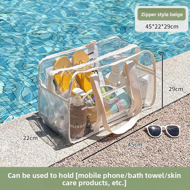 Swimming Bag Transparent Waterproof Beach Travel Storage Handbag Dry Wet Separation PVC Handbag Woman Large Capacity Beach Bag