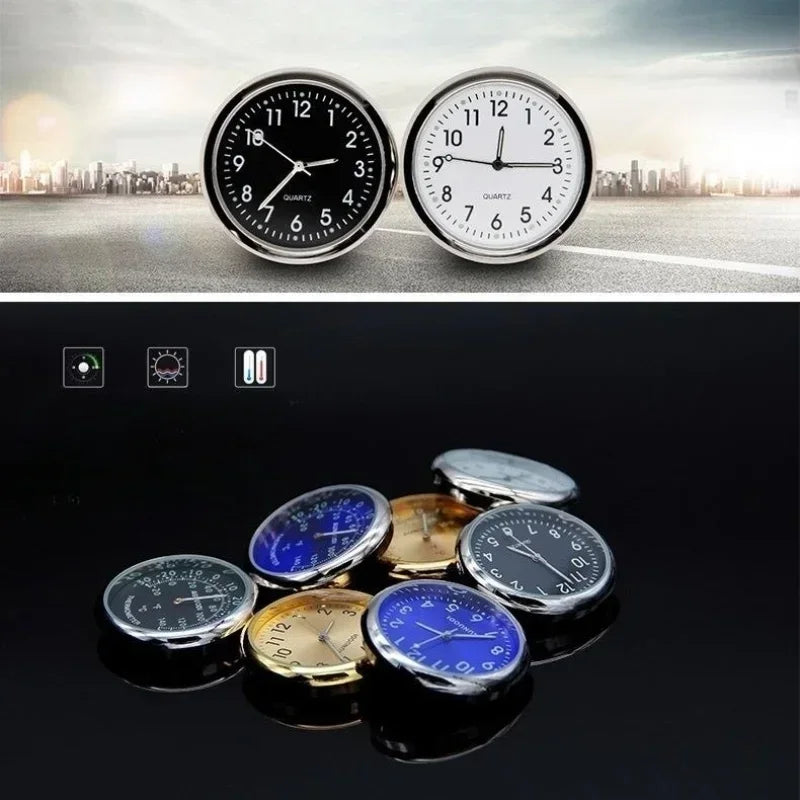 Car Clock Luminous Auto Ornament Mini Automobiles Internal Stick-On Digital Watch Mechanics Quartz Clocks 40mm 43mm