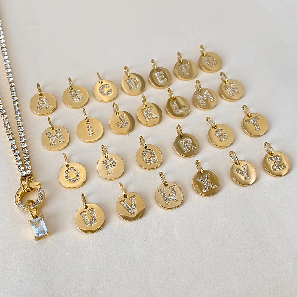 Gold-Plated Initial Letter Necklace – Zircon A-Z Pendant