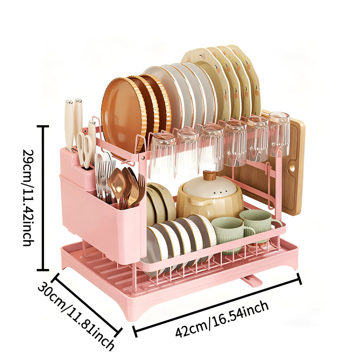 2-Tier Metal Dish Drying Rack - Space-Saving Kitchen Drainer - photo 7