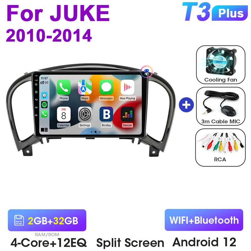 2 Din Android 12 Car Radio For Nissan Juke YF15 2010-2014  Multimedia Video Player Navigation GPS 4G Carplay Auto Stereo RDS IPS