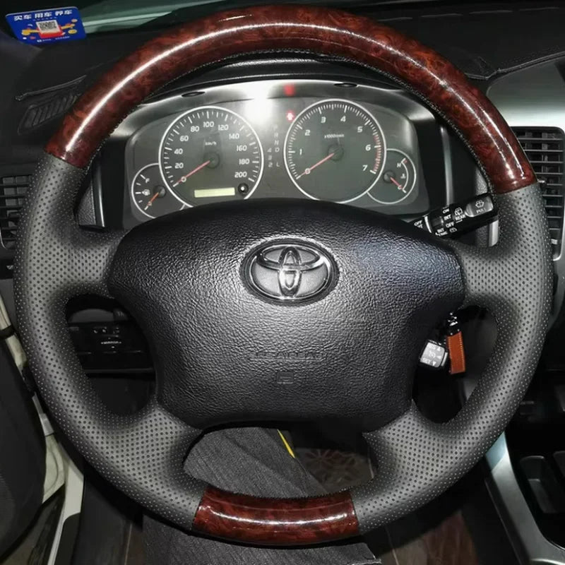 DIY Leather Full Coverage Steering Wheel Cover for Toyota Tacoma 4Runner Camry Sienna Sequoia Highlander Land Cruiser 1995-2007