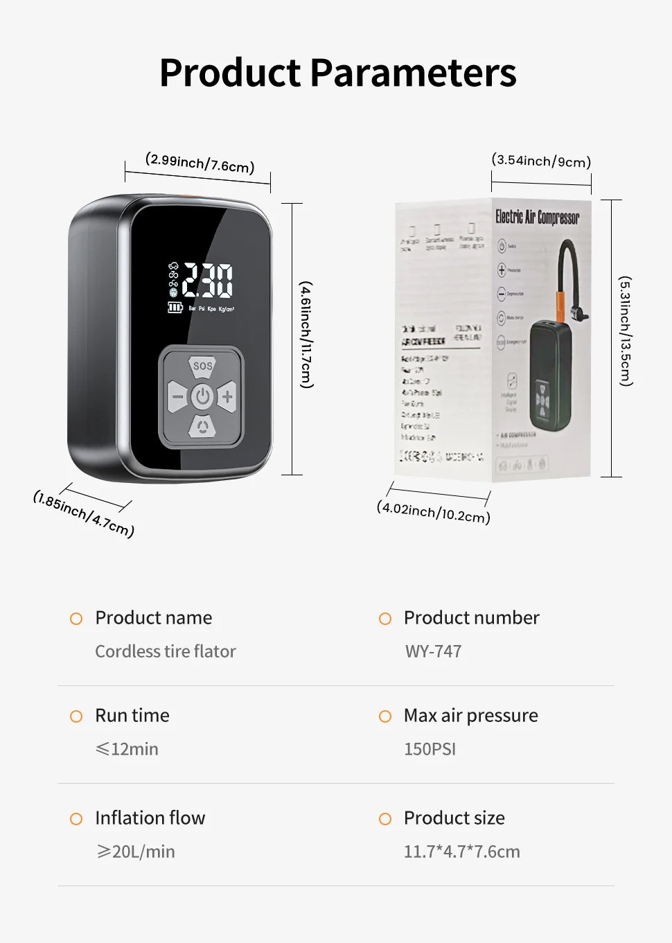 YIJU Car Air Pump Electric Portable Tire Inflator Intelligent Digital Tire Inflator For Car Motorcycle Bicycle Air Compressor