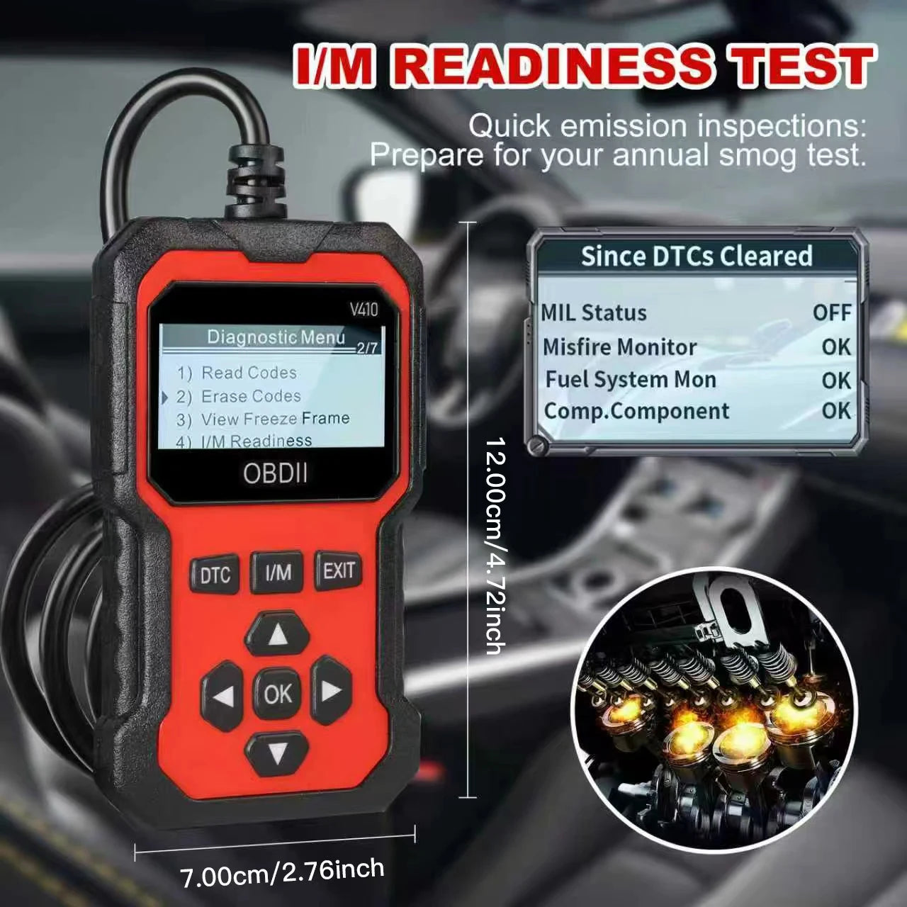 V410 Car Diagnostic Scanner Tool ABS Engine Oil Reset Function Auto Scanner Tool for All Cars