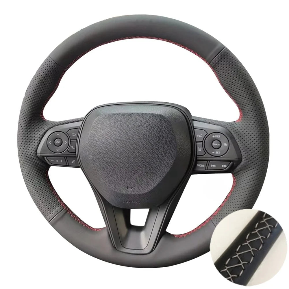 Perforated Microfiber Leather Car Steering Wheel Cover For Toyota Camry 2018 Corolla RAV4 Avalon Crown 2019 Steering Wrap