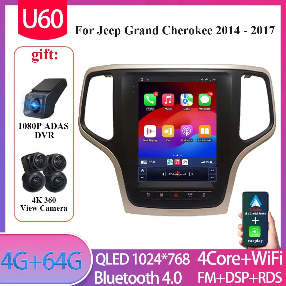 9. 7Inch For Jeep Grand Cherokee WK2 2014 - 2017 Wireless Carplay AutoRadio Car Radio Android 14 7862CPU Multimedia-player GPS
