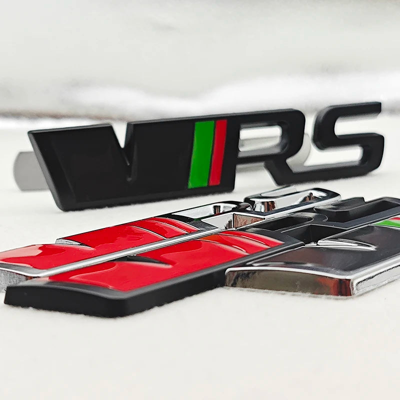 3D Metal Logo VRS Sticker Letters Emblem Car Front Grille Fender Side Trunk Badge For Skoda RS VRS Stickers Accessories