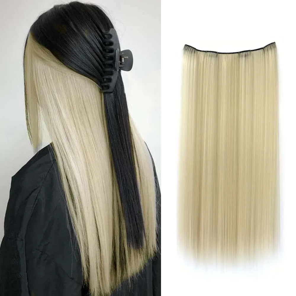 22inch Long Straight colorful Synthetic Hair Extensions - Invisible Clip-In, High Temperature Resistant, Easy to Wear for Women